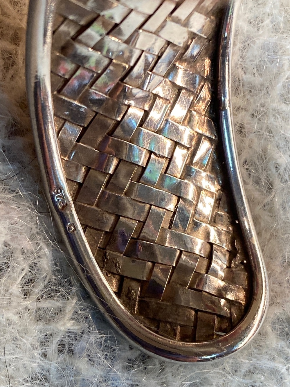 Vintage Sterling Silver Woven Cuff Bracelet 925 Adjustable Statement - Picture 7 of 8